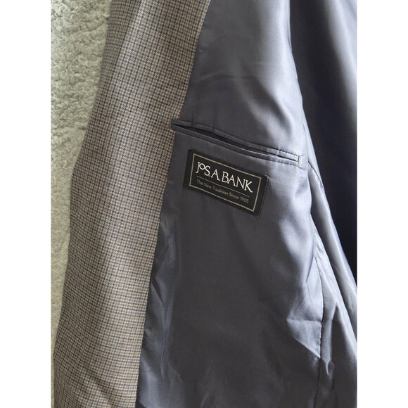 Jos A Bank Wool Blazer Sport Coat Mens 46L Gray Blue Check Executive $199 - Picture 6 of 10